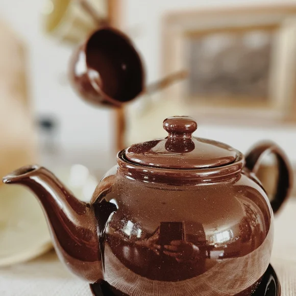 Vintage Ceramic Brown and Green Tea Set - Picture 5 of 9